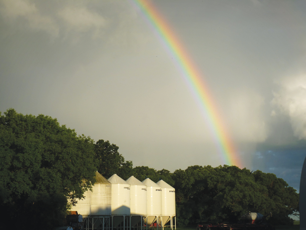 No pot of gold here, but hopefully a sign of just the right amount of rain for the growing season. And ultimately, an abundant harvest that ensures those white storage bins in our farmyard will be filled with grain. We can do absolutely everything to the best of our ability, but Mother Nature holds the cards, determines the outcome — and our income, every single year. I’m not sure it’s a risk you ever get used to, but it’s a reality of farming and the reason we’re so acutely concerned with the weather. It’s the reason many farmers have traits of optimism and resilience to deal with those challenges and keep going year after year.