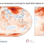 This weather graphic comes to us from the European Union’s Copernicus Climate Change Service and shows the global surface air temperature anomalies for April 2020. April was very warm across a large part of Siberia as well as Greenland. It also jumps out that much of central North America was colder than average, with the coldest region found just to our west and northwest.