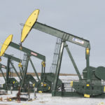 Pumpjacks sit idle near Williston, N.D.