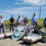 From left, landowner Stephani McLean, Doyle Piwniuk, MLA for Turtle Mountain, landowner Don McLean, Minister of Agriculture and Resource Development Blaine Pedersen, Tim Sopuck, CEO Manitoba Habitat Heritage Corporation CEO, Premier Brian Pallister and Pembina Valley Watershed District chair Bill Howatt.