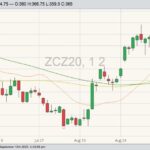 CBOT December corn with 20-, 50- and 100-day moving averages. (Barchart)
