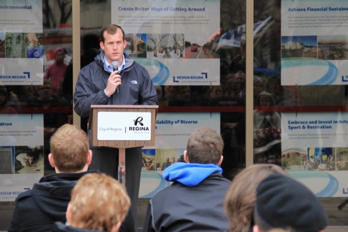 Trent Wotherspoon, shown here speaking in Regina in 2012, is the provincial NDP’s new critic for agriculture and Saskatchewan Crop Insurance. (TrentWotherspoon.com)
