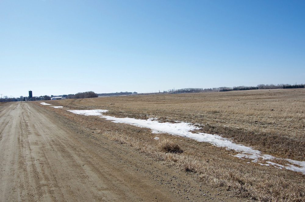 Little snow remained on fields near Brandon by mid-March.