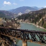 Charred remnants of a rail bridge destroyed by a wildfire on June 30 are seen during a media tour by authorities in Lytton, B.C. on July 9, 2021. (Photo: Reuters/Jennifer Gauthier)