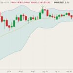 MGEX December 2021 spring wheat (candlesticks) with Bollinger bands (20,2). (Barchart)
