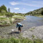Fly fisherman Shane Olson fishes the Crowsnest River near Blairmore, Alberta, June 16, 2021. Fishermen are worried that the new proposed Cabin Ridge coal mine would increase pollution in area rivers.