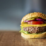 A hamburger made with a Mosa Meat patty.