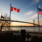 A view near the Canadian end of the Ambassador Bridge, which connects Windsor and Detroit and is considered one of North America’s busiest trade routes. (Steven_Kriemadis/iStock/Getty Images)
