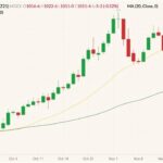 MGEX December 2021 wheat (candlesticks) with 20- and 50-day moving averages (yellow and dark green lines). (Barchart)
