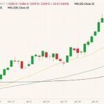 CBOT March 2022 soybeans (candlesticks) with 20-, 50- and 100-day moving averages (yellow, dark green and black lines). (Barchart)
