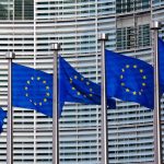 EU flags in front of the headquarters of the European Commission in Brussels. (Jorisvo/iStock/Getty Images)
