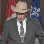 CCA president Bob Lowe speaks at a press conference in Ottawa on March 21, 2022, calling for federal back-to-work legislation to end a work stoppage at Canadian Pacific Railway. (CPAC video screengrab via YouTube)
