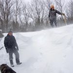 A wind-exposed property near Altamont, Man., faces heavy snowdrifts following a blizzard April 13-14 that dropped over a half a metre of snow on the area.