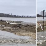 Overland flooding east of Roseisle around the junction of PR 245 and PR 240 on April 30, 2022.