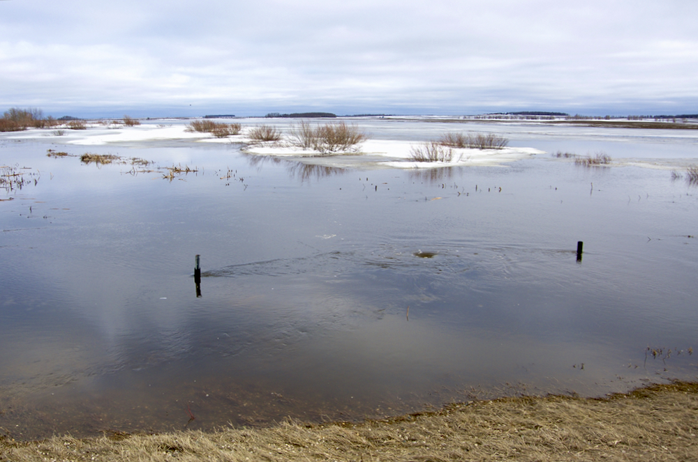 Water begins to move off the Manitoba escarpment May 2.
