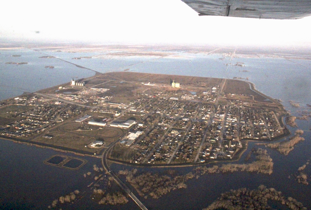 Floodwaters at Morris, looking southwest.