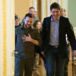 Canada’s Prime Minister Justin Trudeau walks with Ukraine’s President Volodymyr Zelenskiy in Kyiv on May 8, 2022. (PMO photo by Adam Scotti via Reuters)
