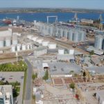 Aerial view of the Nika-Tera port terminal at Mykolaiv, Ukraine from a 2020 corporate video. (Nika-Tera video screengrab via YouTube)
