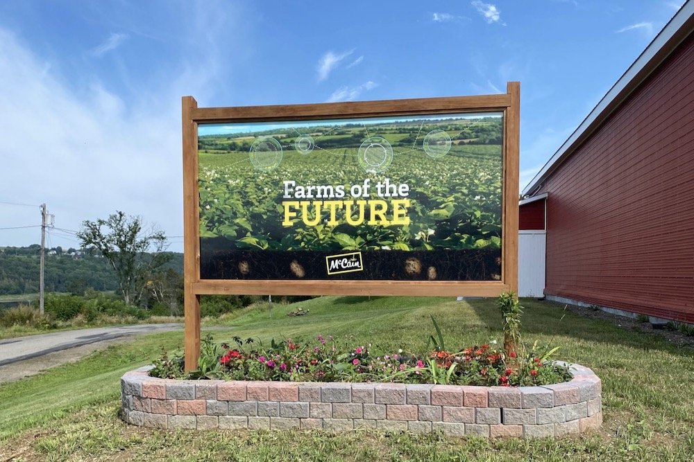 Signage outside McCain’s Farms of The Future site at Florenceville-Bristol, about 110 km northwest of Fredericton. (Photos courtesy McCain)
