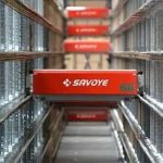 A Savoye X-PTS shuttle. Scott Technology has had a joint venture agreement in place with Savoye since 2020 to use Savoye automated carton storage and retrieval systems in Scott material handling systems. Scott said it also plans to use the Savoye system in its project for JBS at Brooks. (ScottAutomation.com)
