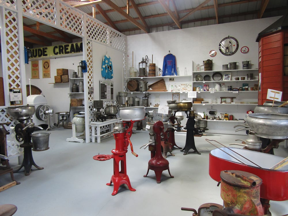 Remnants of dairy history are displayed inside the Manitoba Dairy Museum.