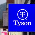 Tyson Foods logo as seen on a building in Davos, Switzerland, May 22, 2022. Photo: Reuters/Arnd Wiegmann/File
