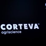 The logo and trading info for Corteva Agriscience displayed on the New York Stock Exchange in New York.  Photo: Reuters/Brendan McDermid
