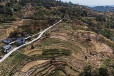 An aerial view of parched terrace fields at Chongqing&#8217;s Fuyuan village in east-central China on Aug. 19, 2022. (Photo: Reuters/Thomas Peter)
