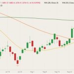CBOT December 2022 corn (candlesticks) with 20-, 50- and 100-day moving averages (yellow, orange and green lines). (Barchart)
