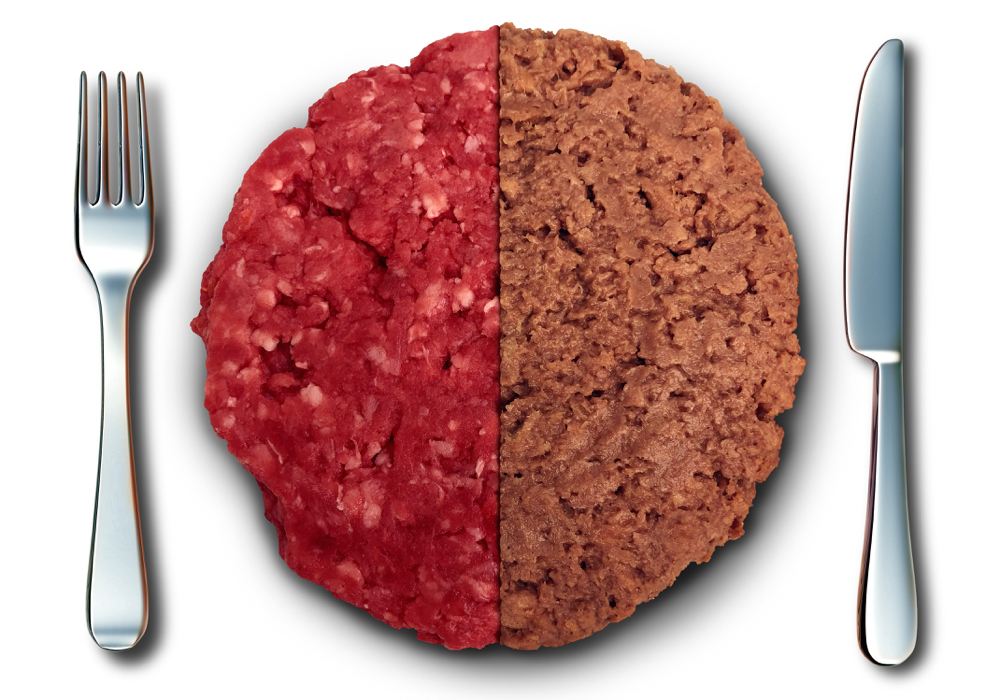 Vegan Burger And Meat Burger