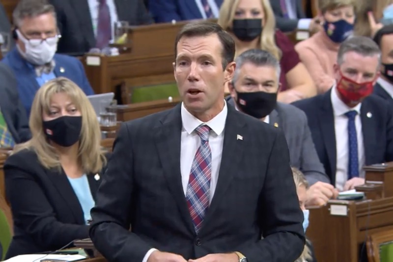 Conservative agriculture critic John Barlow speaks Nov. 24, 2021 in the House of Commons. (Screengrab from supplied video)
