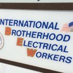 Signage outside an IBEW office in Winnipeg. (File photo by Dave Bedard)
