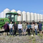 EMILI staff meet with Rick Rutherford on an EMILI staff visit to Innovation Farms site this summer.