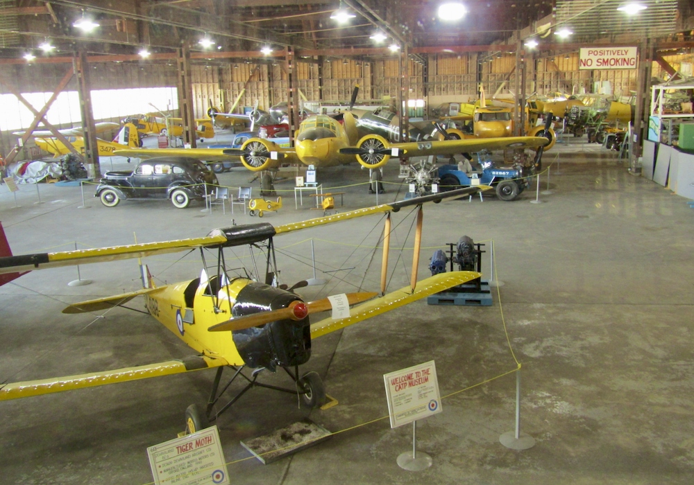 Various aircraft used during pilot training in the museum’s plane display.