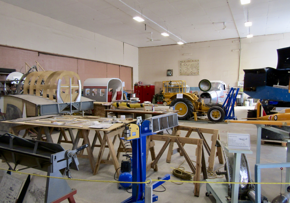 Various artifacts of the Commonwealth Air Training Plan under restoration in the museum’s workshop.