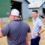 Andre Fortin, shown here at right in September at a community fair at Shawville, Que., about 75 km northwest of Ottawa, is the Quebec Liberals’ new critic for agriculture and health. (Andre Fortin via Facebook)
