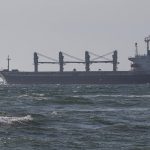 A Panama-flagged bulk carrier, Ikaria Angel, leaves Ukraine’s port of Chornomorsk with wheat for Ethiopia on Sept. 17, 2022. (File photo: Reuters/Serhii Smolientsev)
