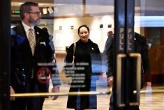 Huawei chief financial officer Meng Wanzhou leaves B.C. Supreme Court on a lunch break during her extradition hearing in Vancouver on Jan. 22, 2020. (Photo: Reuters/Jennifer Gauthier)
