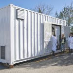 A FuelPositive containerized production system. The system combines hydrogen produced from water through electrolysis and nitrogen extracted from the air to produce anhydrous ammonia that can be stored on-farm.