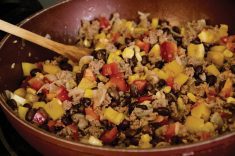 A chili-inspired pumpkin stuffing simmers.  photos: alexis stockford