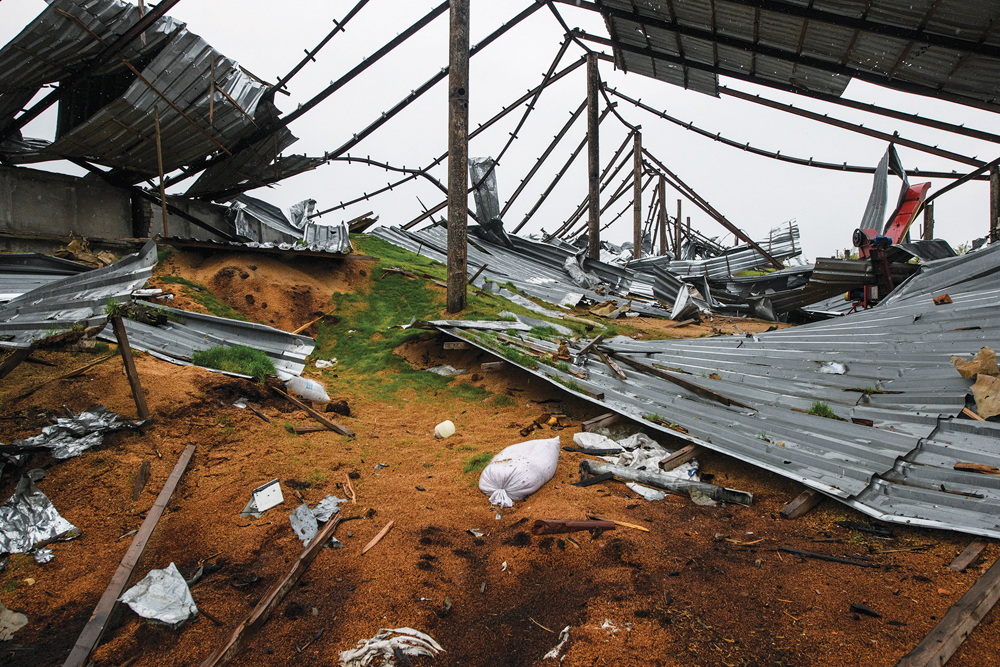 Destroyed grain storage in the village of Kamianka, Kharkiv, liberated from Russian invaders by Ukrainian forces in October 2022. Three very separate, unique and low probability events caused grain prices to rise this time around: pandemic, drought and war.