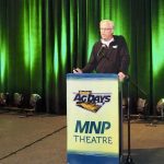 Greg Peterson, also known as Machinery Pete, speaks at Manitoba Ag Days in Brandon.