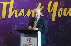 Ray Redfern and Redfern Farm Services announce $125,000 to benefit Assiniboine Community College in December 2022.