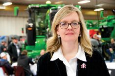 Tracy Shinners-Carnelley updates potato producers on changing fungicide rules at Potato Production Days in Brandon in late January.