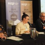 Panelists speak about the Manitoba Farmer Wellness Program at the Keystone Agricultural Producers annual meeting in January. Left to right: Roberta Galbraith, Dr. Brianna Hagen and Gerry Friesen.