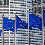EU flags in front of the headquarters of the European Commission in Brussels. (Jorisvo/iStock/Getty Images)
