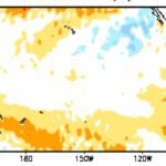 Sea surface temperature (SST) anomalies in degrees Celsius over the tropical Pacific Ocean for the week centred on April 12, 2023. (CPC.ncep.noaa.gov)