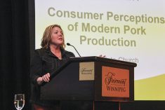 Amy te Plate-Church, with the U.S. Centre for Food Integrity, was the keynote speaker at the Manitoba Pork Council’s annual meeting April 13.