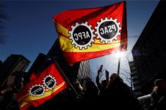 File photo of picketing federal workers represented by the Public Service Alliance of Canada (PSAC) at Gatineau, Que. on April 20, 2023. (Photo: Reuters/Blair Gable)
