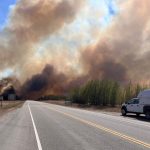 Smoke rises from a wildfire near Wildwood, Alta., about 100 km west of Edmonton, on May 5, 2023. (Photo: Alberta Wildfire/Handout via Reuters)